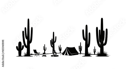 desert camping silhouette perfect for travel blogs adventure websites and southwestern themed designs