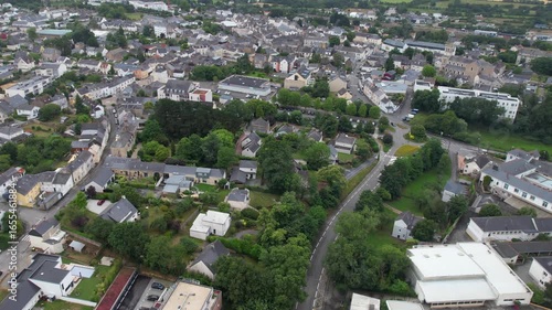 A panorama aerial view of  the old town in the city Château-Renault  in France on a sunny summer day