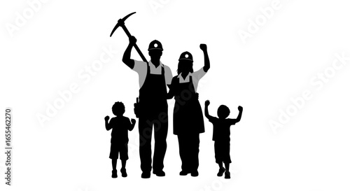 proud family of construction workers celebrating success hard work and teamwork a symbol of achievement and family unity