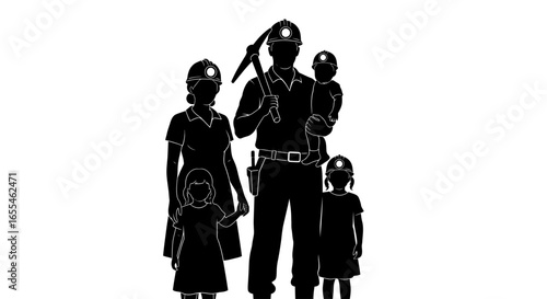 mining family a powerful silhouette illustrating heritage hard work and family unity in the mining industry