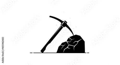pickaxe striking rock illustrating determination resource extraction and the pursuit of hidden value