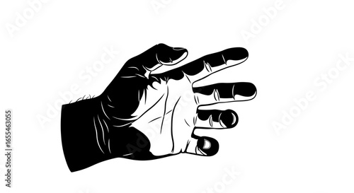 reaching out a bold black and white hand graphic for power strength and connection designs