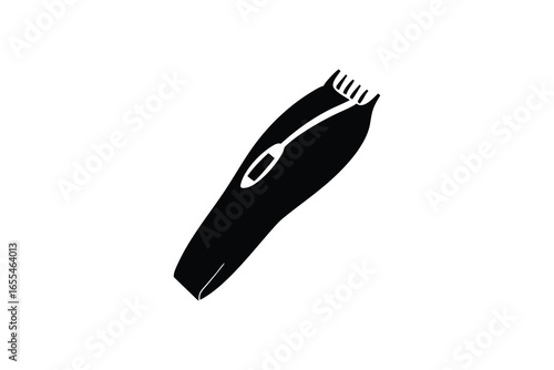 Black silhouette of an electric hair clipper isolated on white background