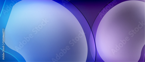 Abstract fluid shapes blend blues, purples. Smooth gradients create modern, calming visual experience. Minimalist design emphasizes color transitions.