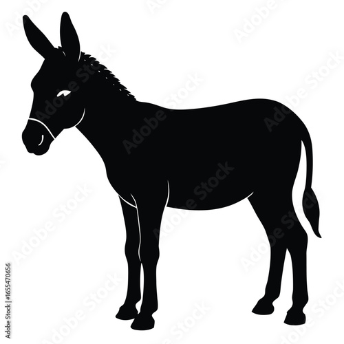 Black donkey silhouette standing animal mammal