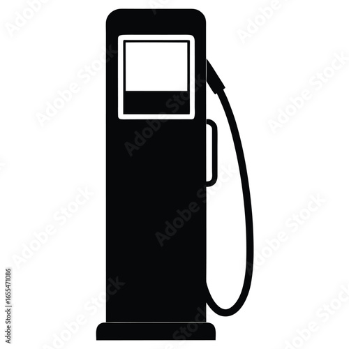 Black fuel pump with white screen and hose gas station
