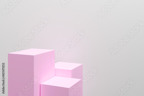 Pink cubes arranged in a row on a white background