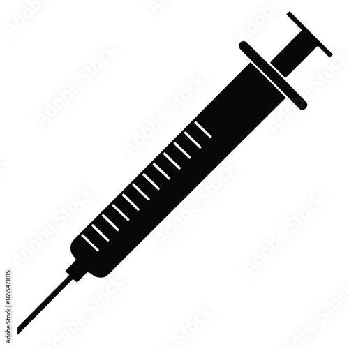 Black medical syringe with markings injection healthcare