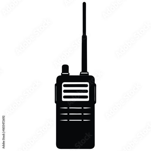 Black portable radio communication device vector
