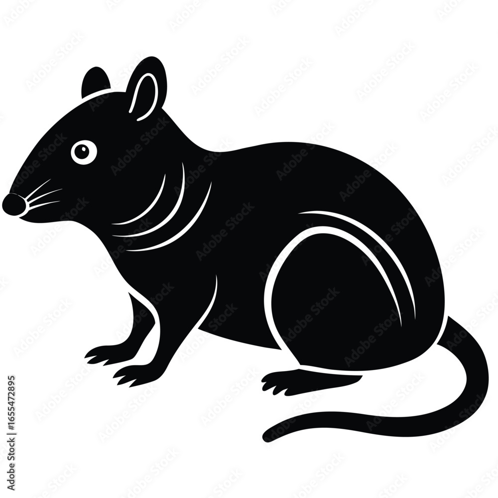 Obraz premium Black rodent silhouette with white accents animal