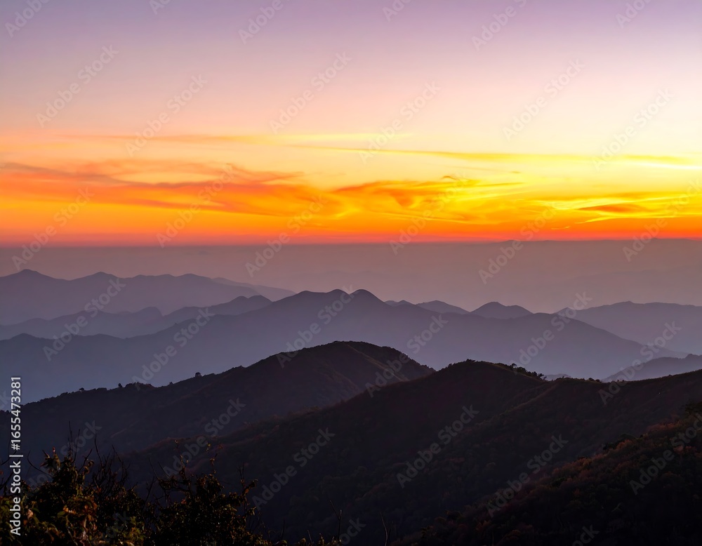 Obraz premium Sunrise over mountain ranges