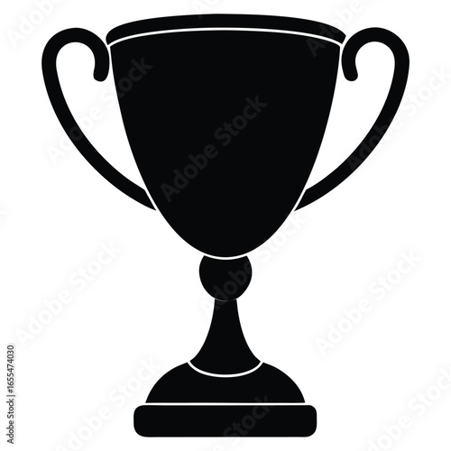 Black trophy cup with handles and base award winner