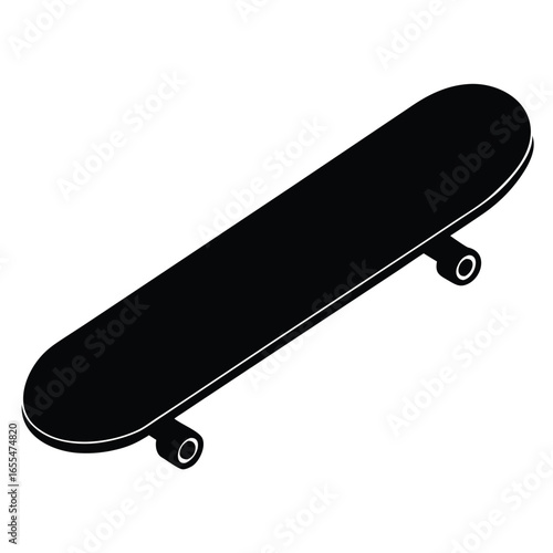 Minimalist black skateboard illustration white graphic
