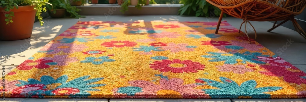 Vibrant summer rug, perfect for indoor or outdoor use Bright colors and playful design add a cheerful touch to any space Ideal for patio, deck, living room or bedroom , vibrant rug, sunny decor