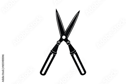 Gardening shears silhouette isolated on white background