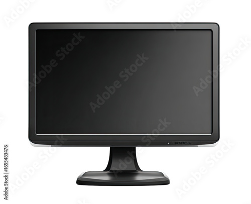A black computer monitor with a dark screen