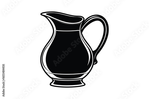 Black silhouette of a vintage pitcher isolated on white background