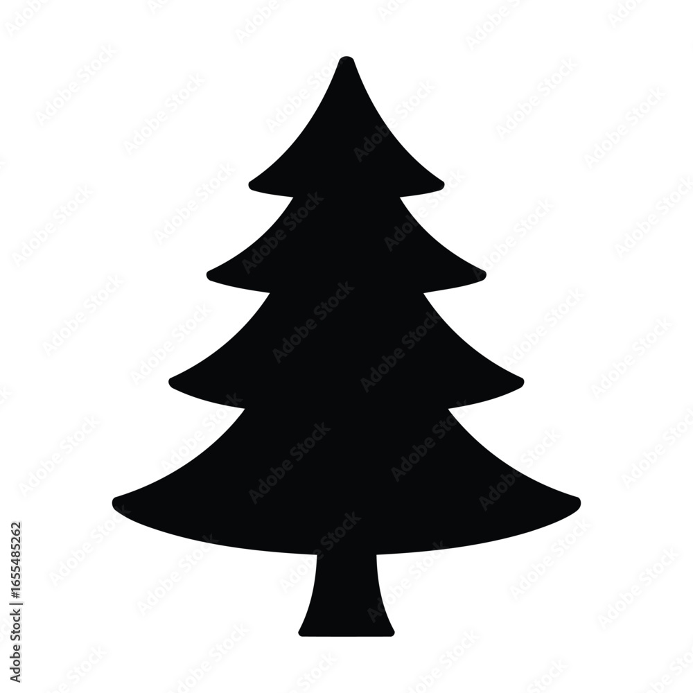 Fototapeta premium Simple black silhouette of a fir tree