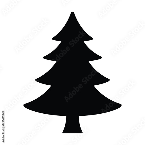 Simple black silhouette of a fir tree
