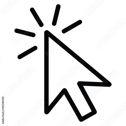 Simple hand drawn cursor icon with click animation