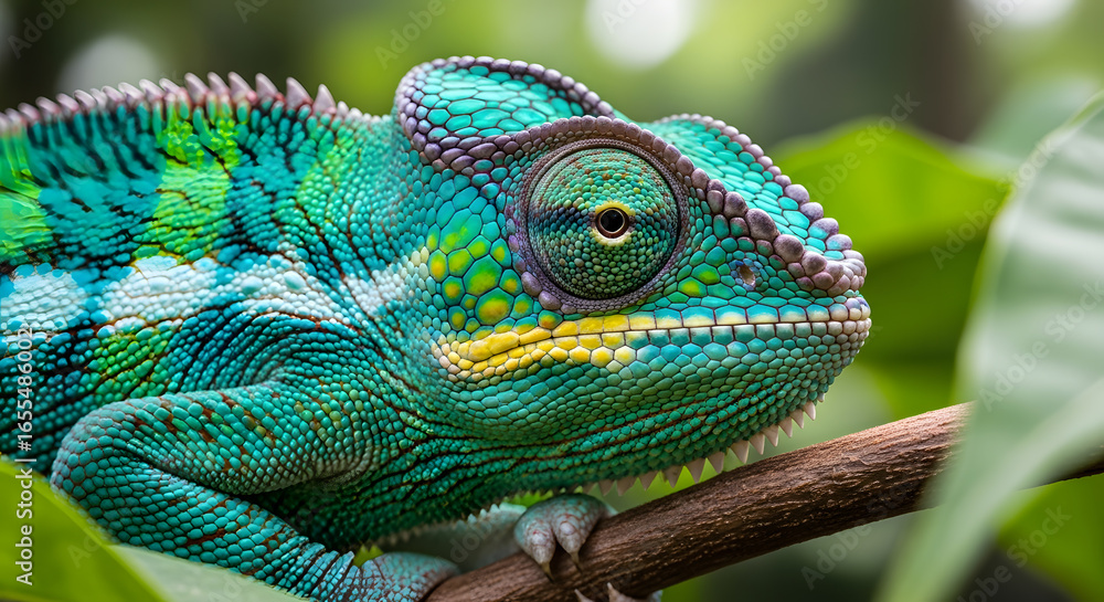 Obraz premium A chameleon performing camouflage