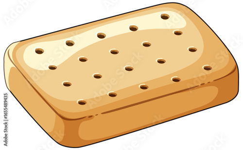 Rectangular Shortbread Biscuit with Golden Brown Surface
