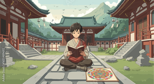 Quiet Contemplation at the Temple: A Moment of Peace and Reflection