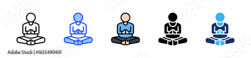 Lotus Pose Icon Collection With Multiple Styles