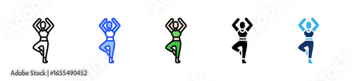 Tree Pose Icon Collection With Multiple Styles
