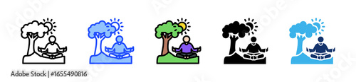 Nature Yoga Icon Collection With Multiple Styles