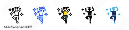 Yoga For Kids Icon Collection With Multiple Styles
