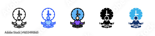 Yoga Timer Icon Collection With Multiple Styles