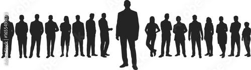 Silhouette of business people group, office team, leadership, corporate staff, teamwork, success, company professionals, confidence, partnership, organization, career
