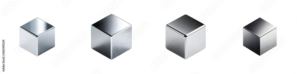 Set of Cubes on White Background - Abstract Metallic Shapes for Design Set of Cubes on White Background - Abstract Metallic Shapes for Design