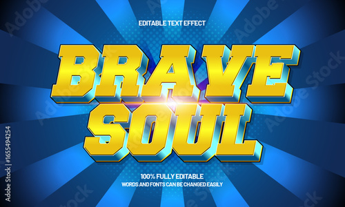 brave soul editable text effect with a super and strong text style
