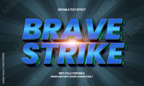 brave strike editable text effect with a super and strong text style