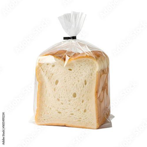 Packaged Slice Bread in Transparent Plastic Bag for Bakery and Food Storage, Isolated on White or Transparent Background