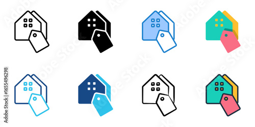 Affordable Housing icon set multiple style collection 
