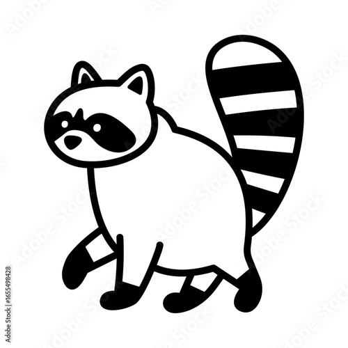 Raccoon icon, symbolizing nocturnal forest animal and urban scavenger.