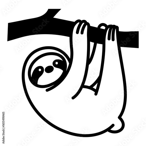 Sloth icon, symbolizing slow moving mammal and rainforest wildlife.