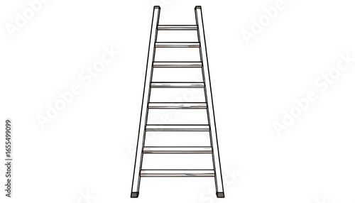 A simple drawing of a tall, straight ladder with evenly spaced rungs