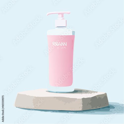 Coffee cup and skin cream bottles over white pannels background
1
