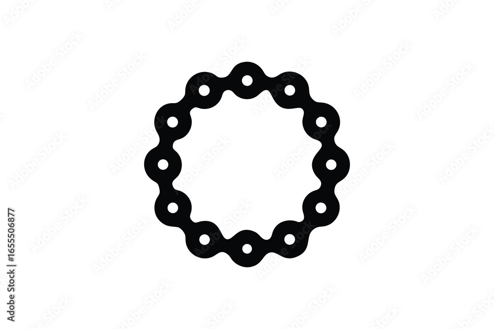 Obraz premium Bicycle chain ring silhouette isolated on white background