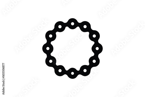 Bicycle chain ring silhouette isolated on white background