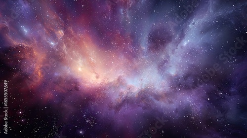 Wallpaper Mural Vast, swirling nebulae of vibrant purples, pinks, and oranges, scattered with distant stars Torontodigital.ca