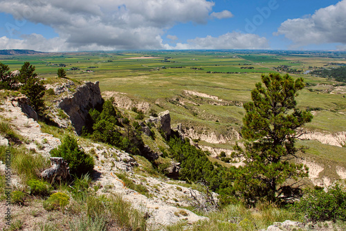Photography Summer View of the North Platte River Valley from the Overlook atop Scotts Bluff National Monument in Nebraska