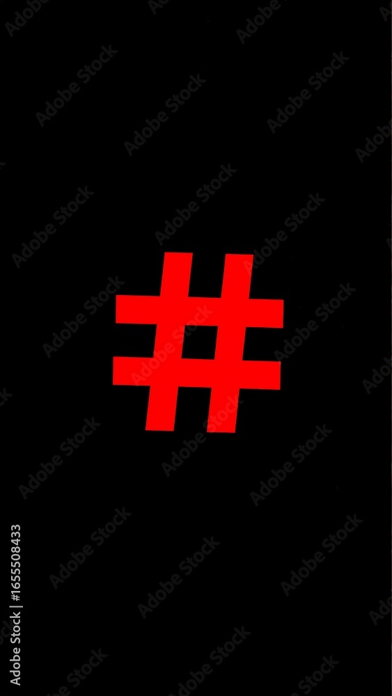 Fototapeta premium Red hashtag on black background