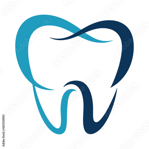 Dental Logo Design with Two Teeth in a Minimalist Style.

