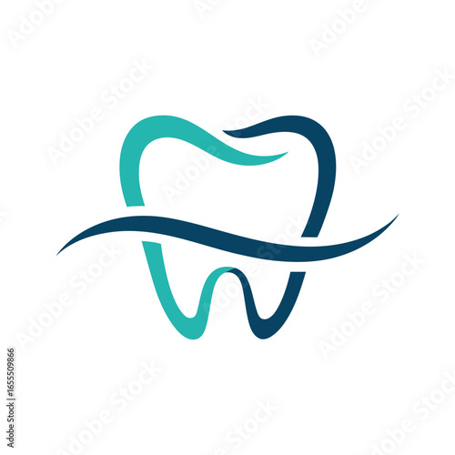 Dental Logo Design with a Wave and Two Tone Colors.

