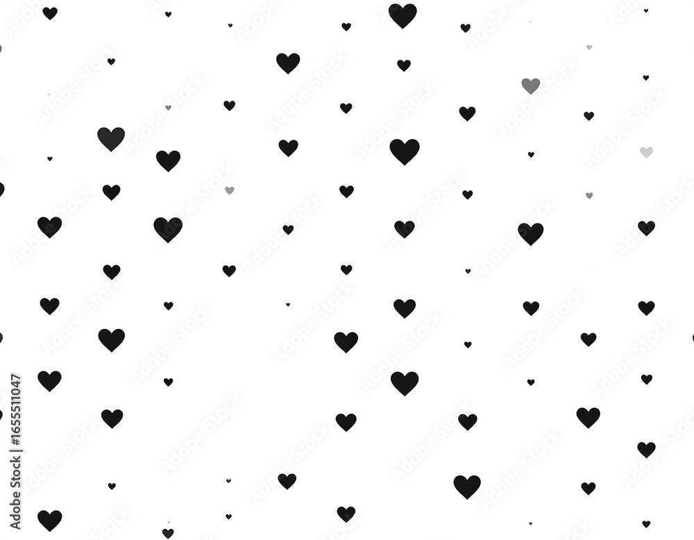 Scattered grayscale hearts on white background Scattered grayscale hearts on white background